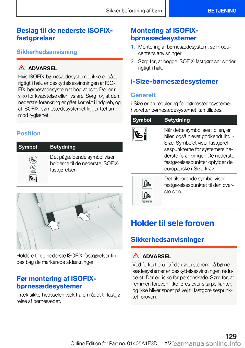 BMW M4 2021  InstruktionsbØger (in Danish) �B�e�s�l�a�g��t�i�l��d�e��n�e�d�e�r�s�t�e��I�S�O�F�I�X�-
�f�a�s�t�g�