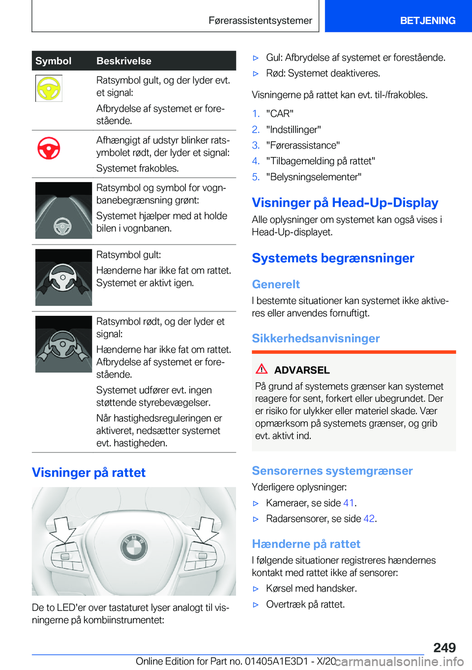 BMW M4 2021  InstruktionsbØger (in Danish) �S�y�m�b�o�l�B�e�s�k�r�i�v�e�l�s�e�R�a�t�s�y�m�b�o�l��g�u�l�t�,��o�g��d�e�r��l�y�d�e�r��e�v�t�.
�e�t��s�i�g�n�a�l�:
�A�f�b�r�y�d�e�l�s�e��a�f��s�y�s�t�e�m�e�t��e�r��f�o�r�ej
�s�t�å�e�n�d�e