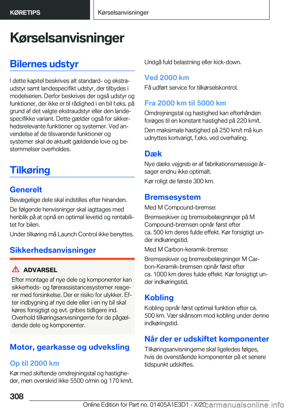 BMW M4 2021  InstruktionsbØger (in Danish) �K�