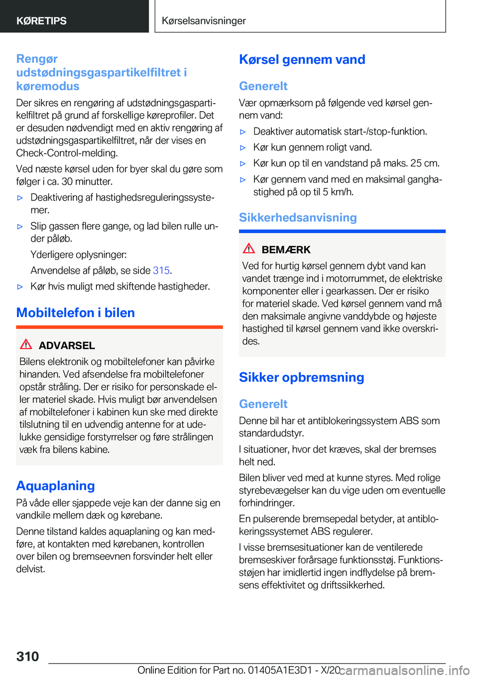 BMW M4 2021  InstruktionsbØger (in Danish) �R�e�n�g�