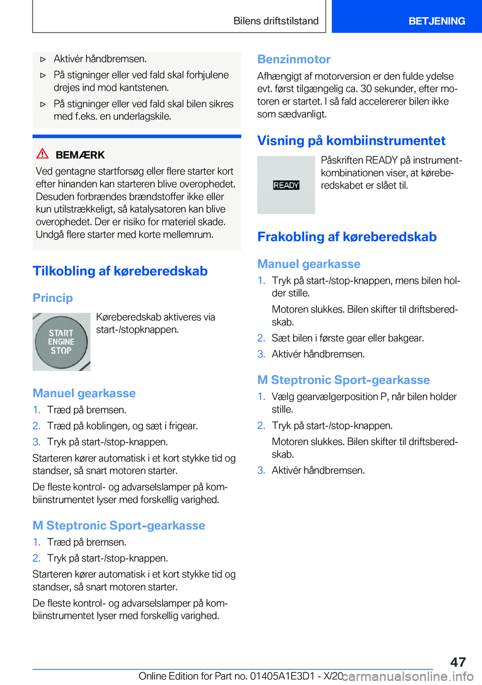 BMW M4 2021  InstruktionsbØger (in Danish) 'x�A�k�t�i�v�
