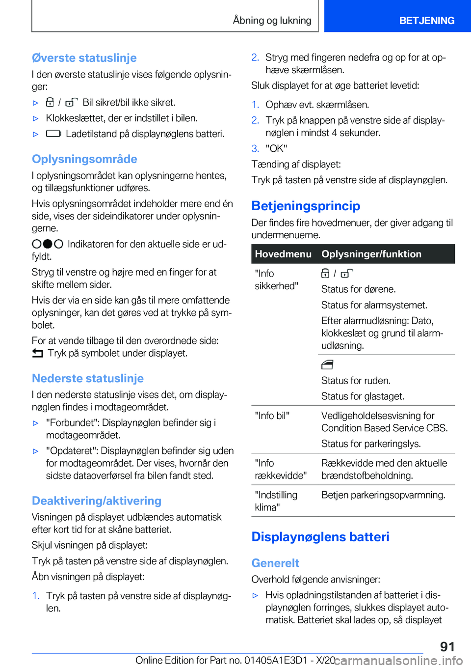 BMW M4 2021  InstruktionsbØger (in Danish) �