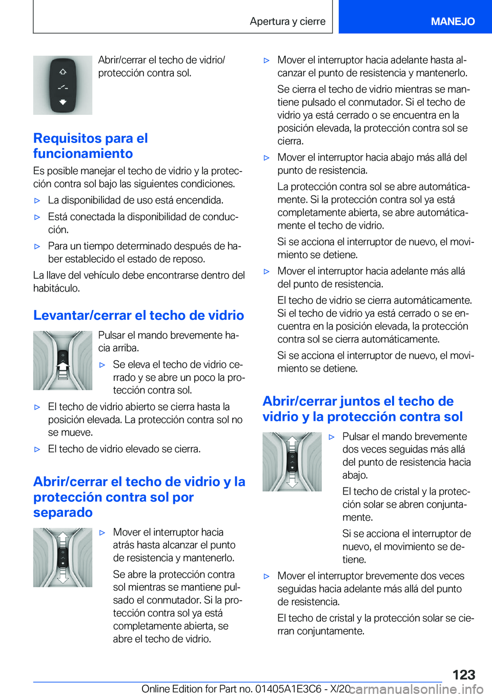 BMW M4 2021  Manuales de Empleo (in Spanish) �A�b�r�i�r�/�c�e�r�r�a�r��e�l��t�e�c�h�o��d�e��v�i�d�r�i�o�/
�p�r�o�t�e�c�c�i�