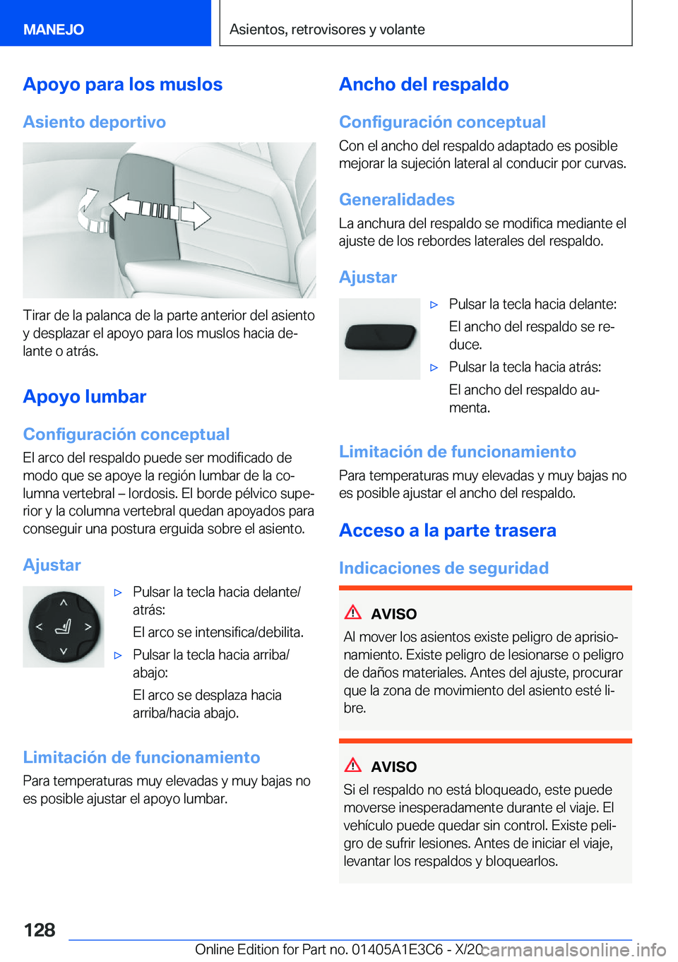 BMW M4 2021  Manuales de Empleo (in Spanish) �A�p�o�y�o��p�a�r�a��l�o�s��m�u�s�l�o�s�A�s�i�e�n�t�o��d�e�p�o�r�t�i�v�o
�T�i�r�a�r��d�e��l�a��p�a�l�a�n�c�a��d�e��l�a��p�a�r�t�e��a�n�t�e�r�i�o�r��d�e�l��a�s�i�e�n�t�o�y��d�e�s�p�l�a�z�
