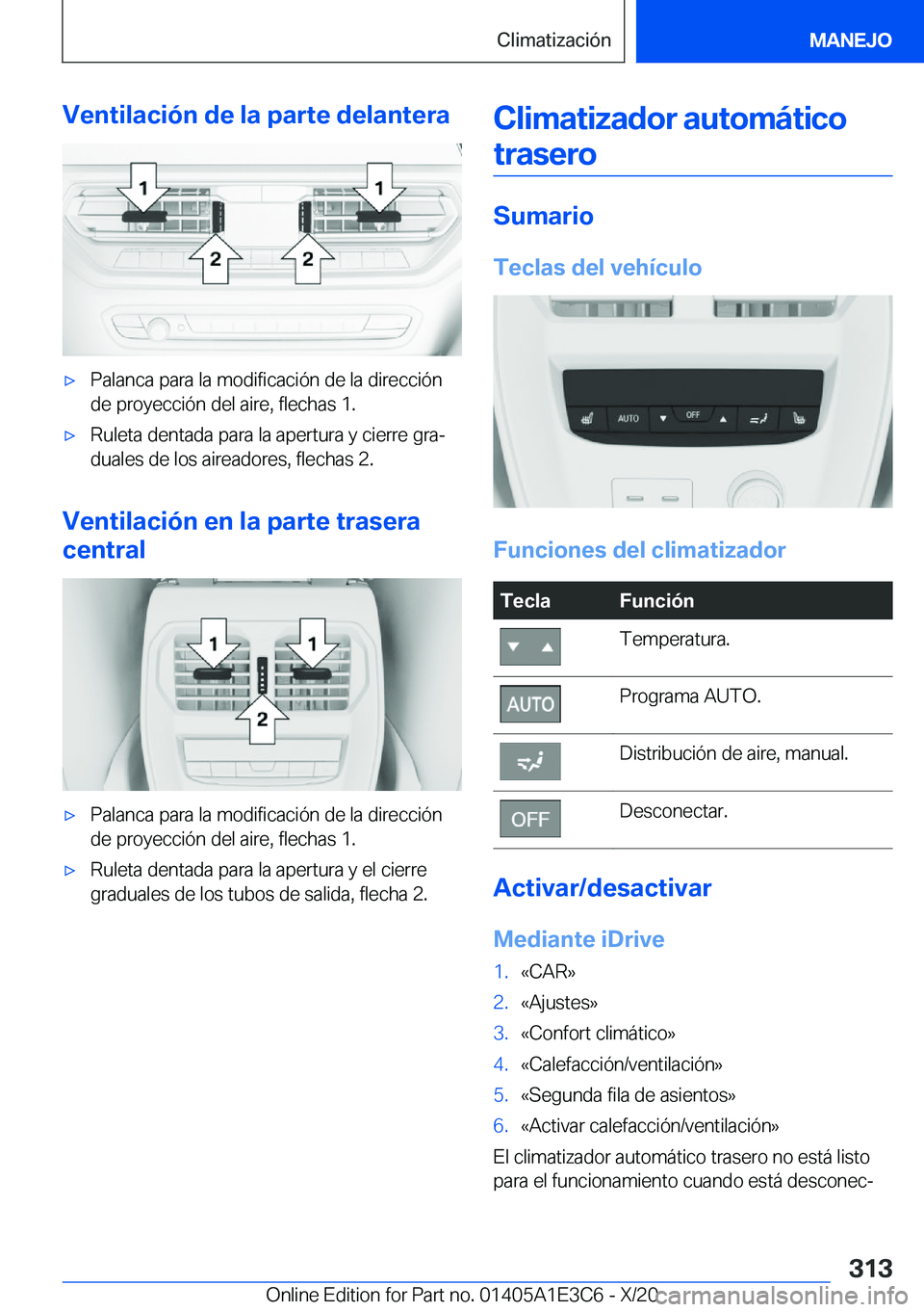 BMW M4 2021  Manuales de Empleo (in Spanish) �V�e�n�t�i�l�a�c�i�