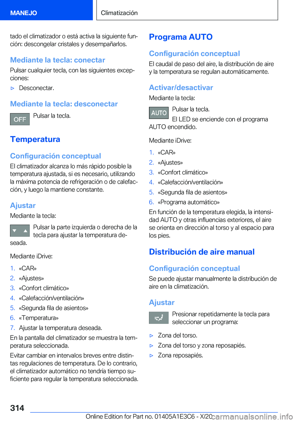 BMW M4 2021  Manuales de Empleo (in Spanish) �t�a�d�o��e�l��c�l�i�m�a�t�i�z�a�d�o�r��o��e�s�t�