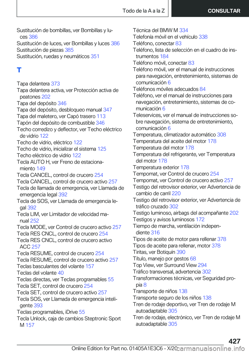 BMW M4 2021  Manuales de Empleo (in Spanish) �S�u�s�t�i�t�u�c�i�