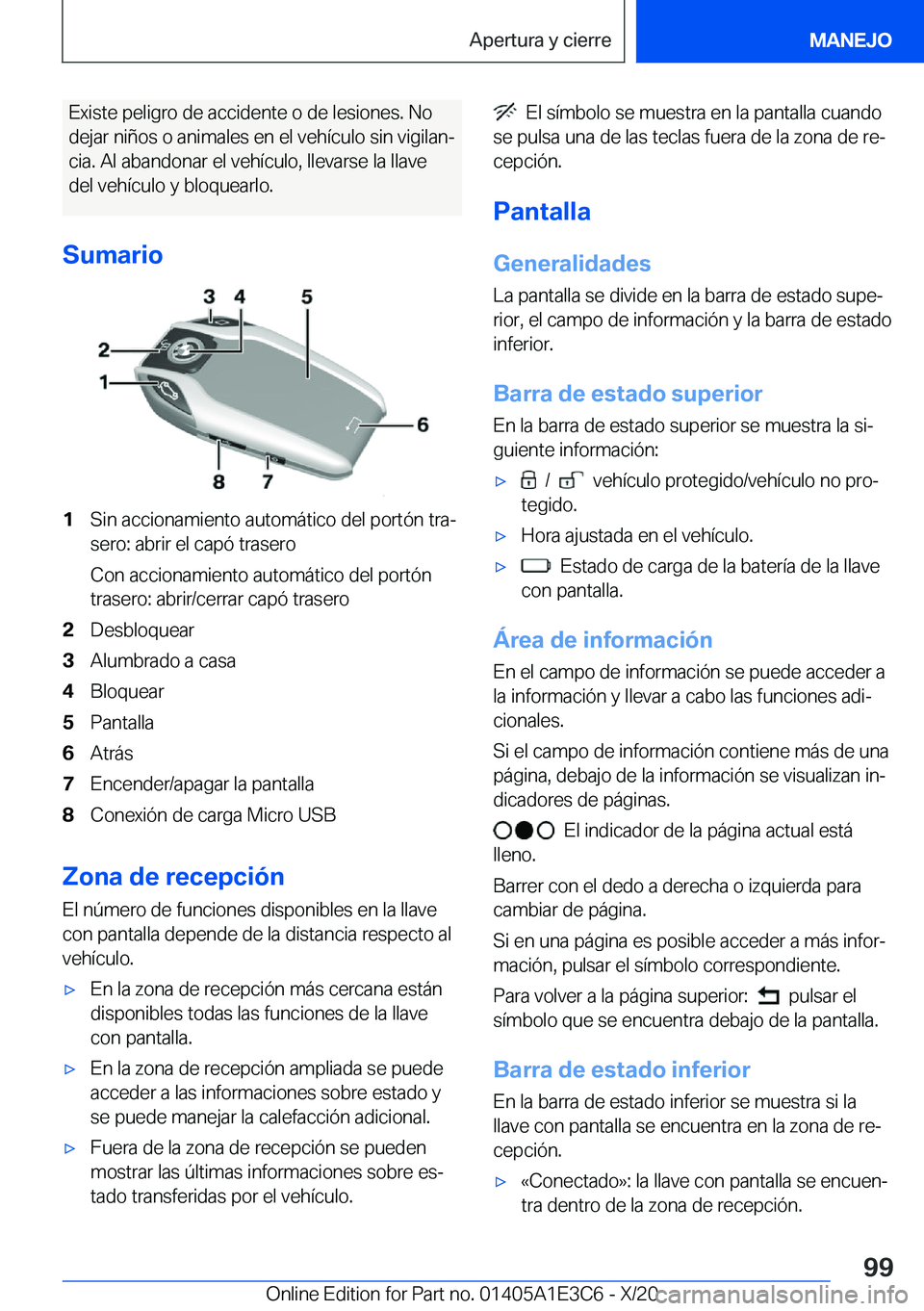 BMW M4 2021  Manuales de Empleo (in Spanish) �E�x�i�s�t�e��p�e�l�i�g�r�o��d�e��a�c�c�i�d�e�n�t�e��o��d�e��l�e�s�i�o�n�e�s�.��N�o
�d�e�j�a�r��n�i�