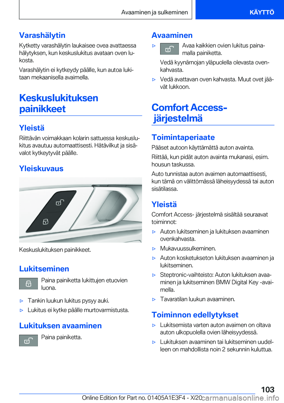 BMW M4 2021  Omistajan Käsikirja (in Finnish) �V�a�r�a�s�h�