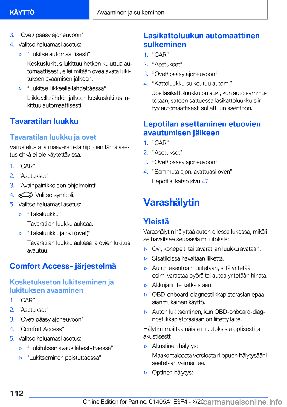 BMW M4 2021  Omistajan Käsikirja (in Finnish) �3�.w�O�v�e�t�/��p�