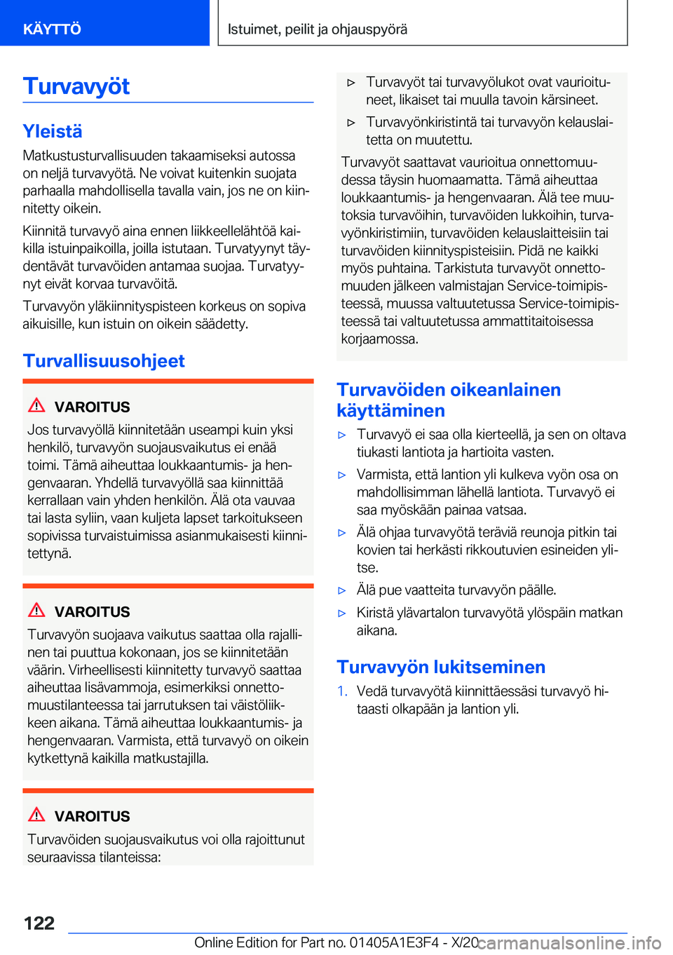 BMW M4 2021  Omistajan Käsikirja (in Finnish) �T�u�r�v�a�v�y�