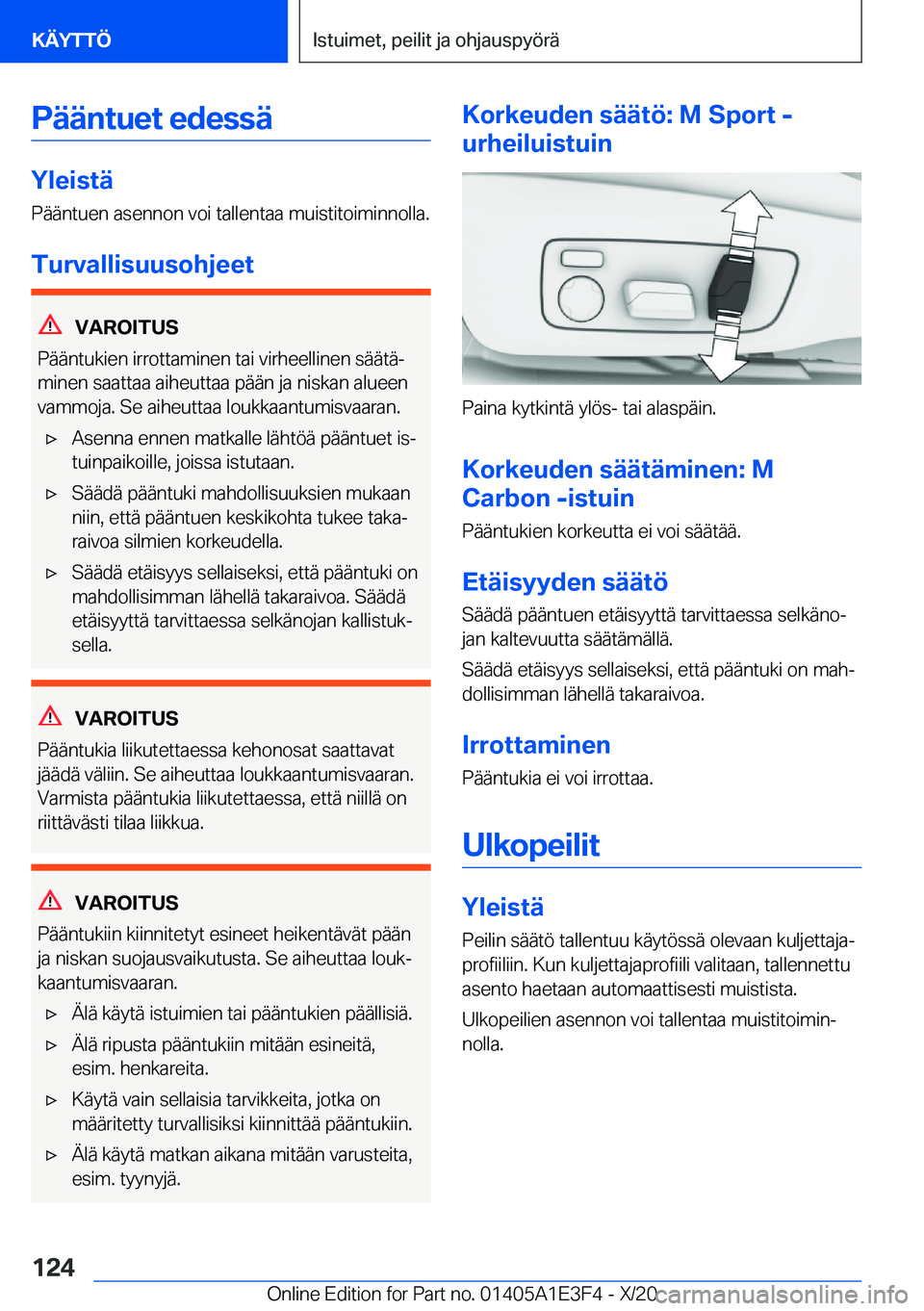 BMW M4 2021  Omistajan Käsikirja (in Finnish) �P�