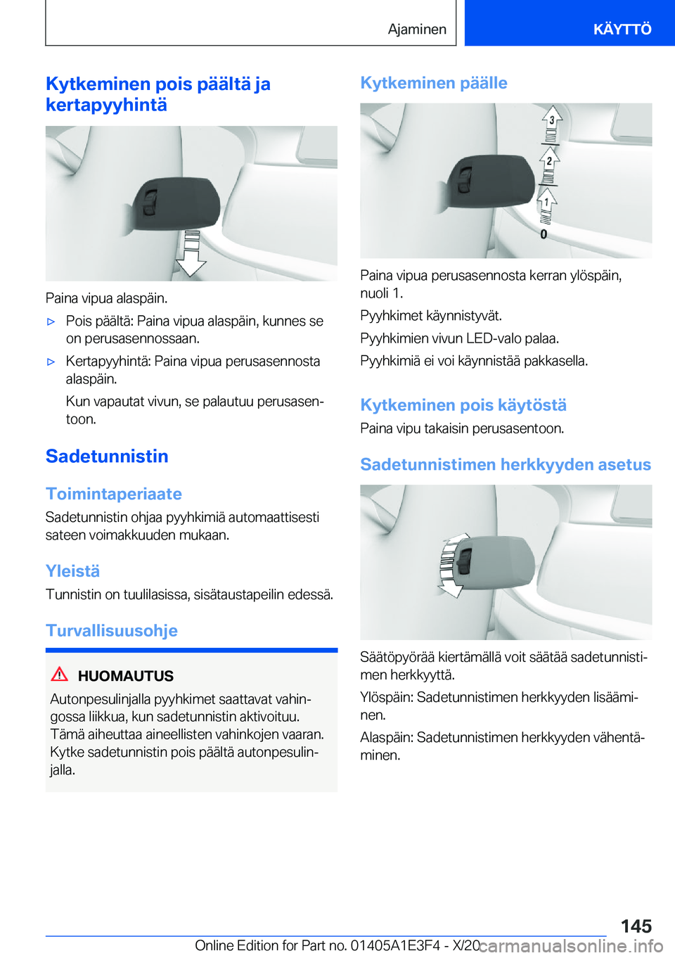 BMW M4 2021  Omistajan Käsikirja (in Finnish) �K�y�t�k�e�m�i�n�e�n��p�o�i�s��p�