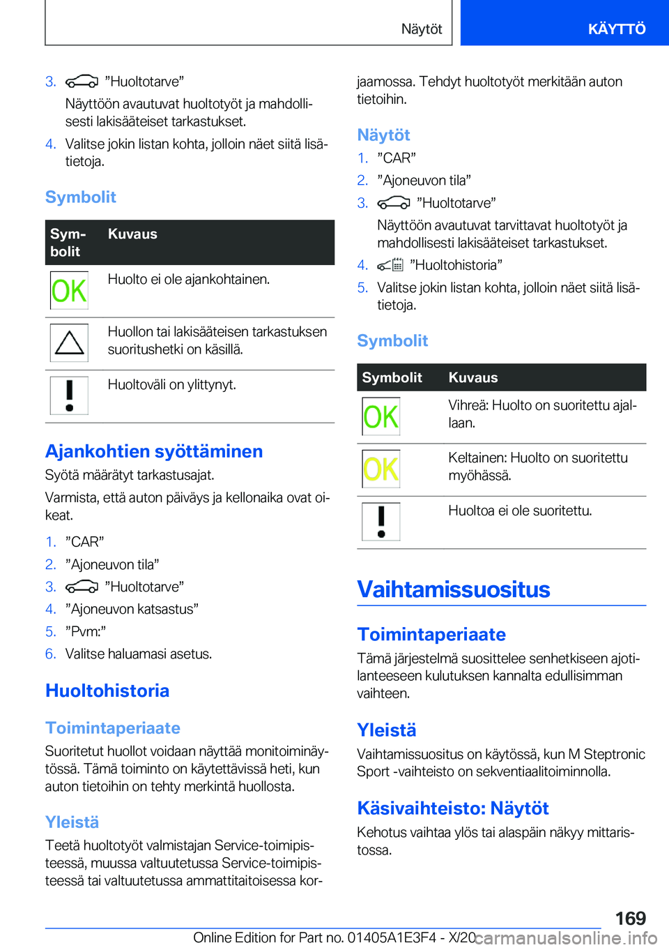 BMW M4 2021  Omistajan Käsikirja (in Finnish) �3�.��w�H�u�o�l�t�o�t�a�r�v�ew
�N�