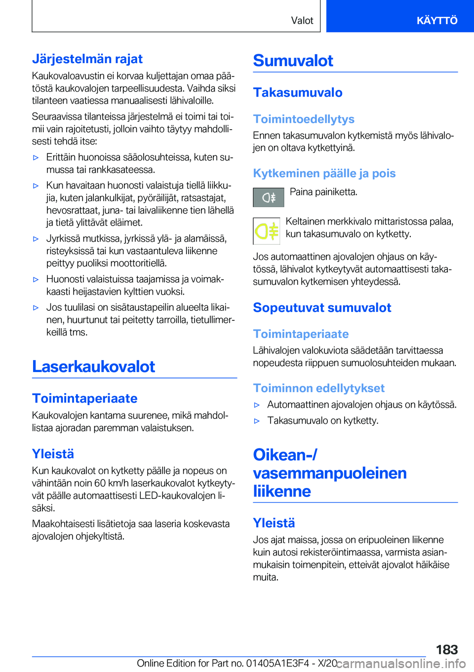 BMW M4 2021  Omistajan Käsikirja (in Finnish) �J�
