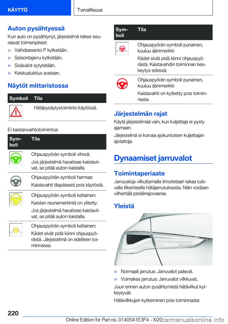 BMW M4 2021  Omistajan Käsikirja (in Finnish) �A�u�t�o�n��p�y�s�