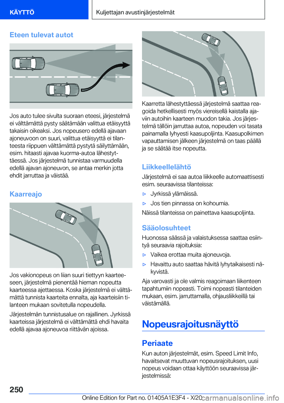 BMW M4 2021  Omistajan Käsikirja (in Finnish) �E�t�e�e�n��t�u�l�e�v�a�t��a�u�t�o�t
�J�o�s��a�u�t�o��t�u�l�e�e��s�i�v�u�l�t�a��s�u�o�r�a�a�n��e�t�e�e�s�i�,��j�