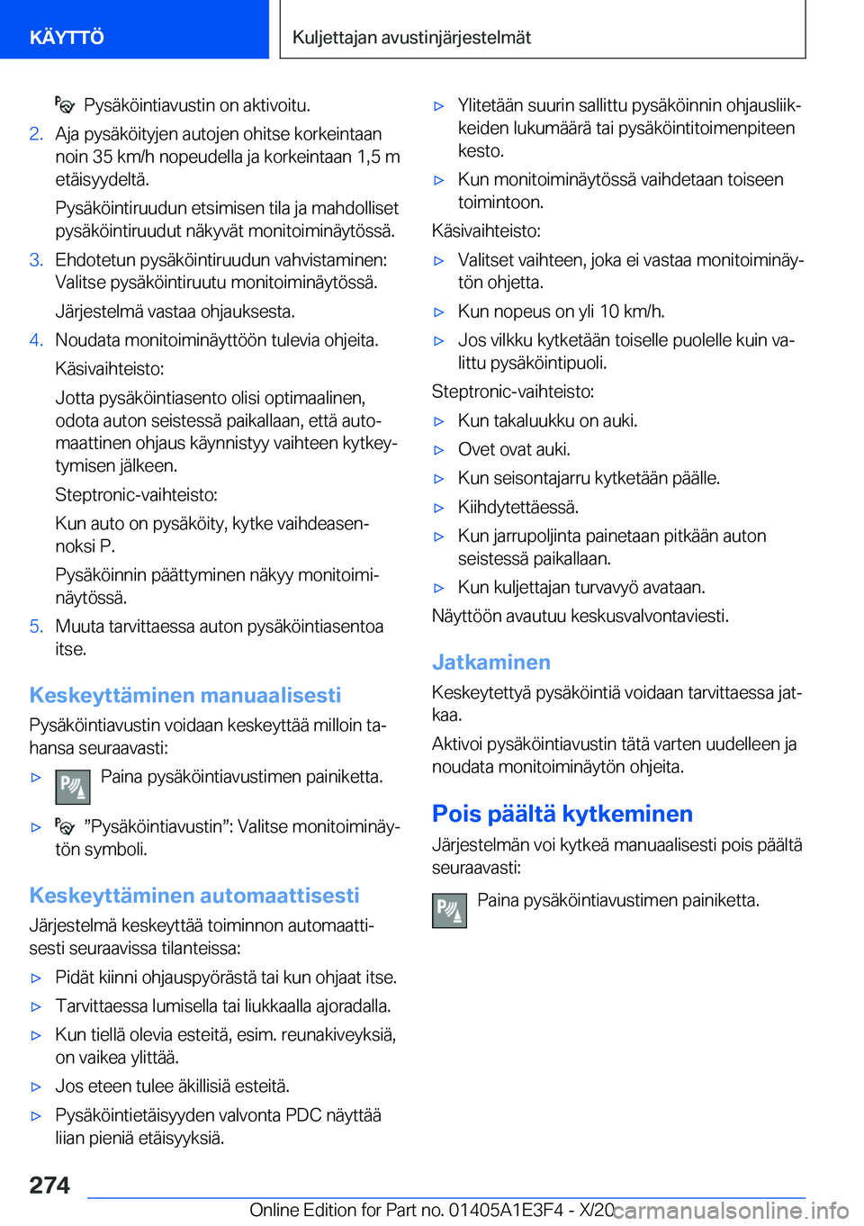 BMW M4 2021  Omistajan Käsikirja (in Finnish) ���P�y�s�