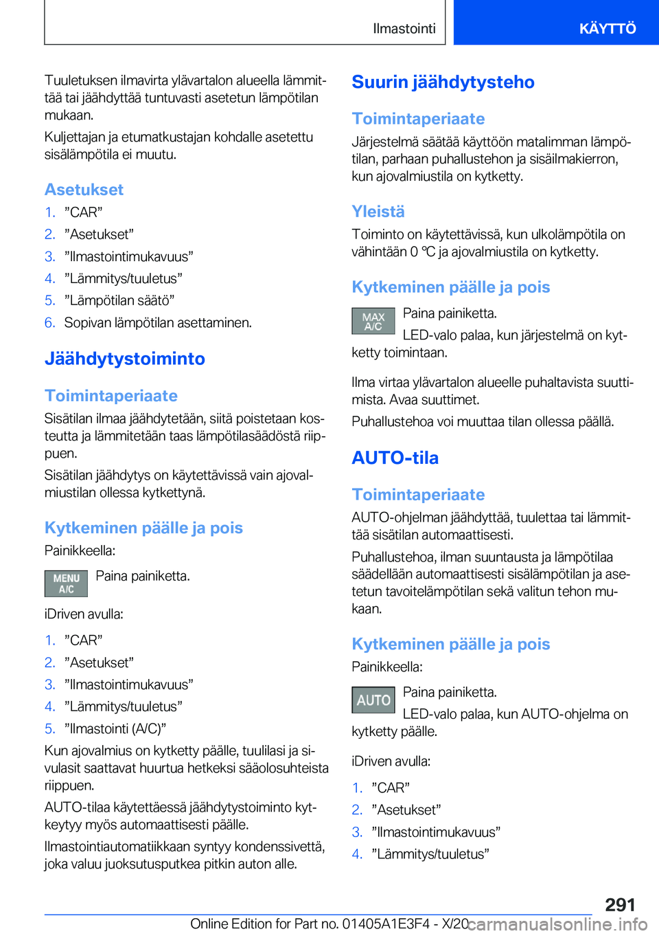 BMW M4 2021  Omistajan Käsikirja (in Finnish) �T�u�u�l�e�t�u�k�s�e�n��i�l�m�a�v�i�r�t�a��y�l�