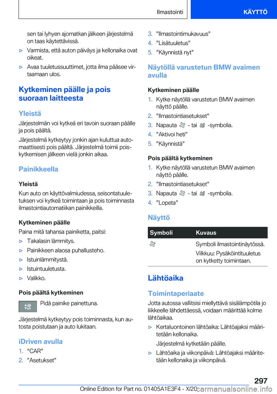 BMW M4 2021  Omistajan Käsikirja (in Finnish) �s�e�n��t�a�i��l�y�h�y�e�n��a�j�o�m�a�t�k�a�n��j�