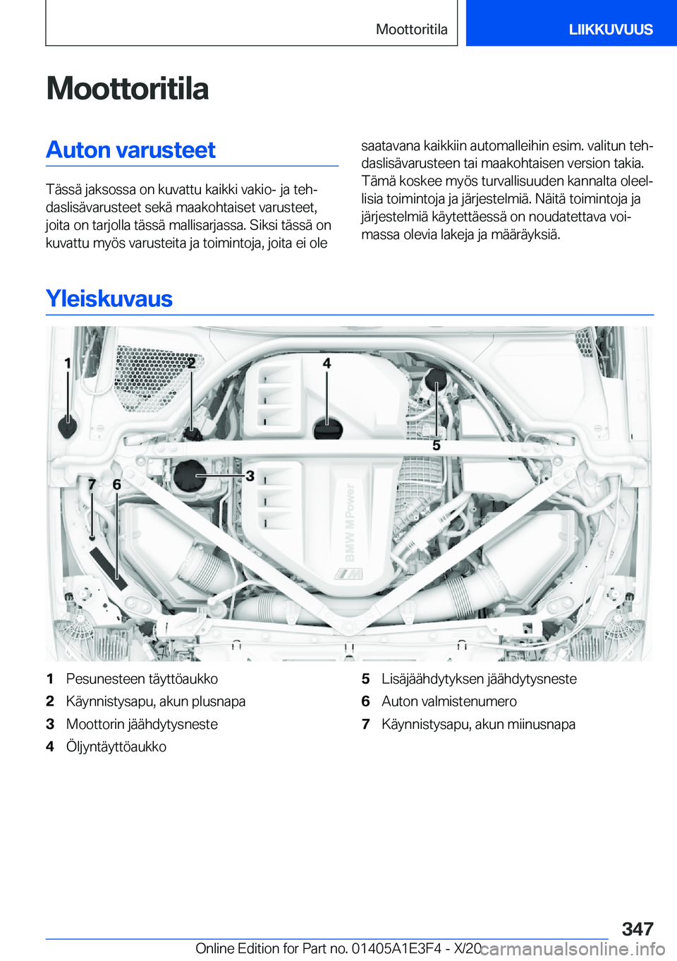 BMW M4 2021  Omistajan Käsikirja (in Finnish) �M�o�o�t�t�o�r�i�t�i�l�a�A�u�t�o�n��v�a�r�u�s�t�e�e�t
�T�