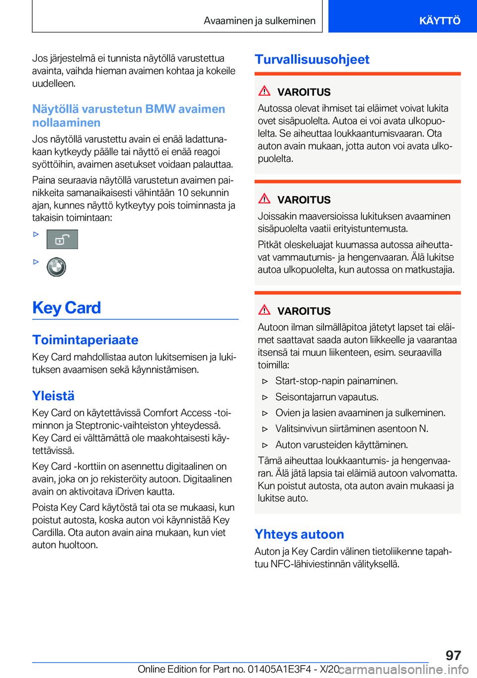 BMW M4 2021  Omistajan Käsikirja (in Finnish) �J�o�s��j�