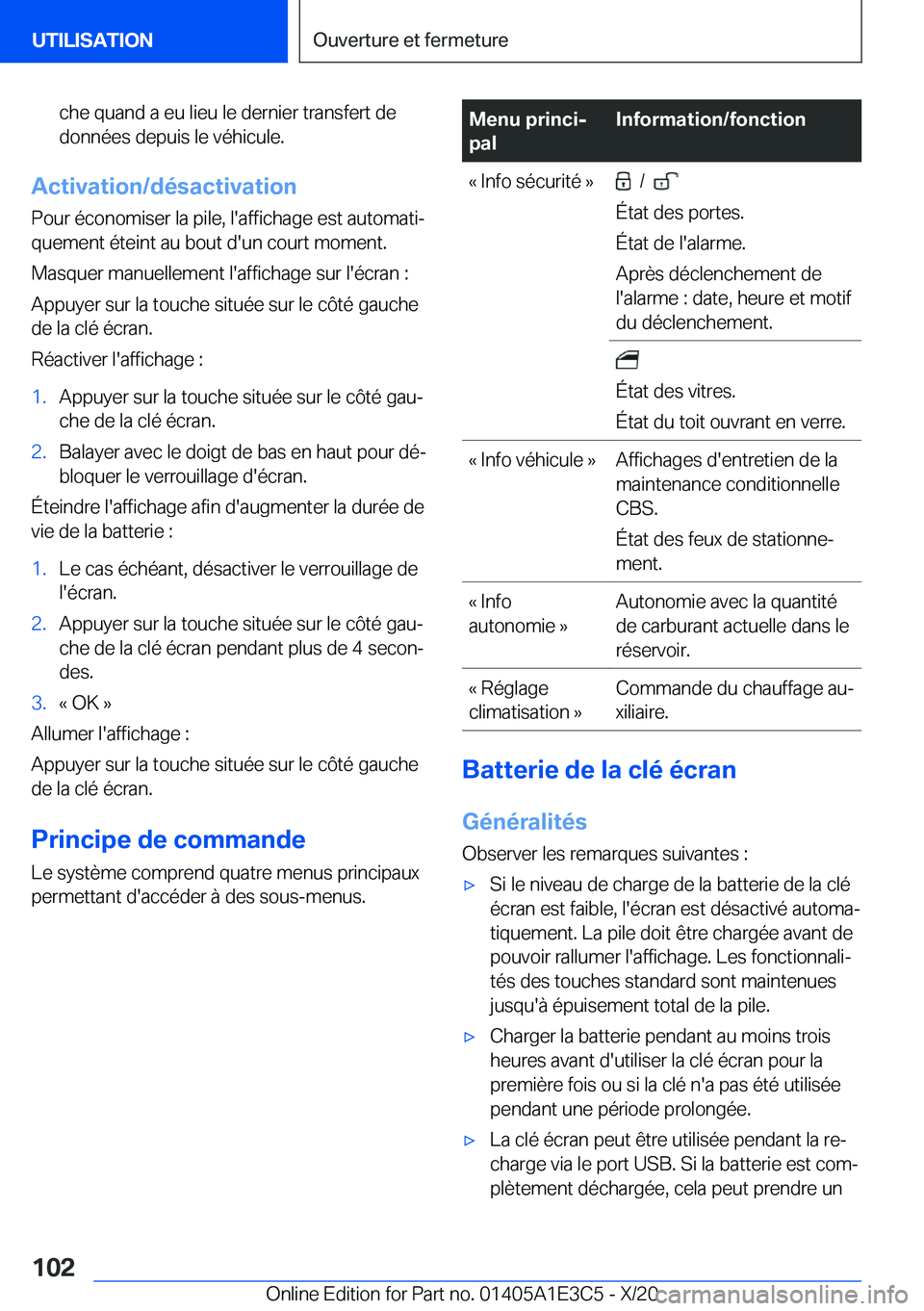 BMW M4 2021  Notices Demploi (in French) �c�h�e��q�u�a�n�d��a��e�u��l�i�e�u��l�e��d�e�r�n�i�e�r��t�r�a�n�s�f�e�r�t��d�e
�d�o�n�n�é�e�s��d�e�p�u�i�s��l�e��v�é�h�i�c�u�l�e�.
�A�c�t�i�v�a�t�i�o�n�/�d�é�s�a�c�t�i�v�a�t�i�o�n
�P�o�u
