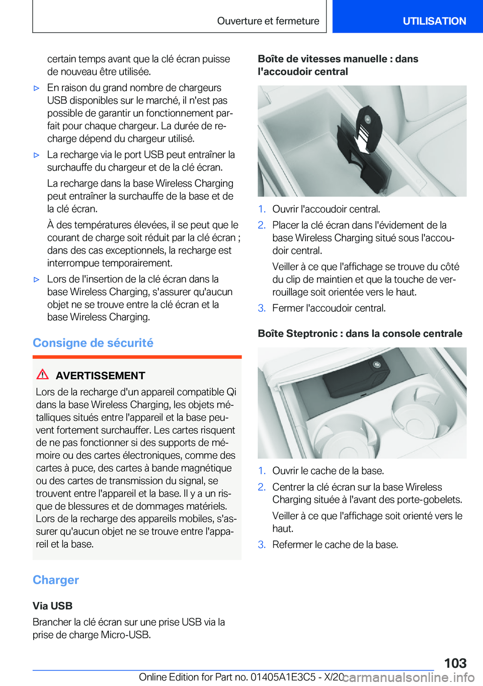 BMW M4 2021  Notices Demploi (in French) �c�e�r�t�a�i�n��t�e�m�p�s��a�v�a�n�t��q�u�e��l�a��c�l�é��é�c�r�a�n��p�u�i�s�s�e
�d�e��n�o�u�v�e�a�u��ê�t�r�e��u�t�i�l�i�s�é�e�.'x�E�n��r�a�i�s�o�n��d�u��g�r�a�n�d��n�o�m�b�r�e��