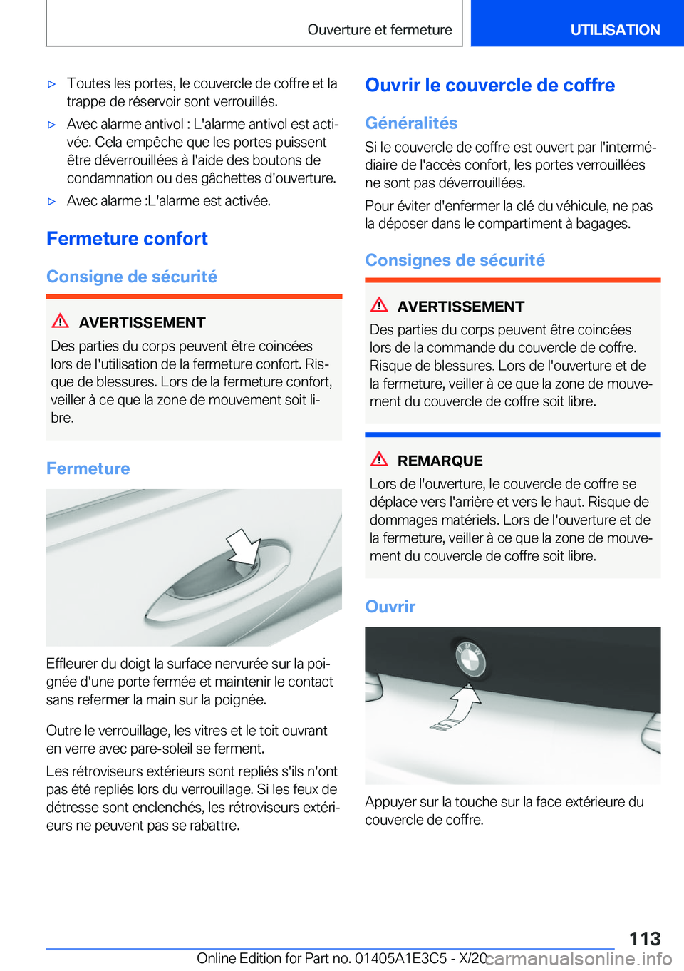 BMW M4 2021  Notices Demploi (in French) 'x�T�o�u�t�e�s��l�e�s��p�o�r�t�e�s�,��l�e��c�o�u�v�e�r�c�l�e��d�e��c�o�f�f�r�e��e�t��l�a�t�r�a�p�p�e��d�e��r�é�s�e�r�v�o�i�r��s�o�n�t��v�e�r�r�o�u�i�l�l�é�s�.'x�A�v�e�c��a�l�a�r