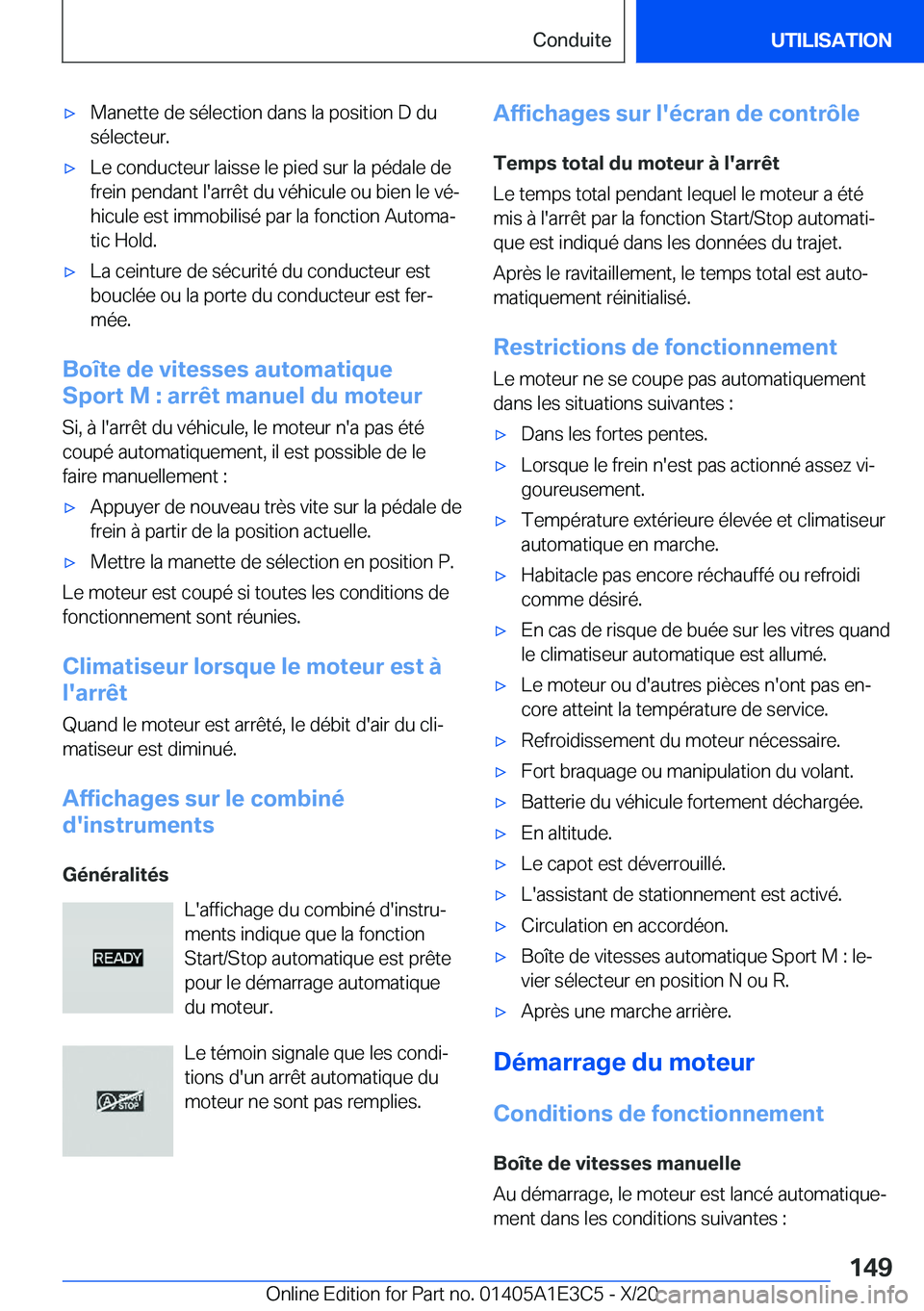 BMW M4 2021  Notices Demploi (in French) 'x�M�a�n�e�t�t�e��d�e��s�é�l�e�c�t�i�o�n��d�a�n�s��l�a��p�o�s�i�t�i�o�n��D��d�u�s�é�l�e�c�t�e�u�r�.'x�L�e��c�o�n�d�u�c�t�e�u�r��l�a�i�s�s�e��l�e��p�i�e�d��s�u�r��l�a��p�é�d�a�