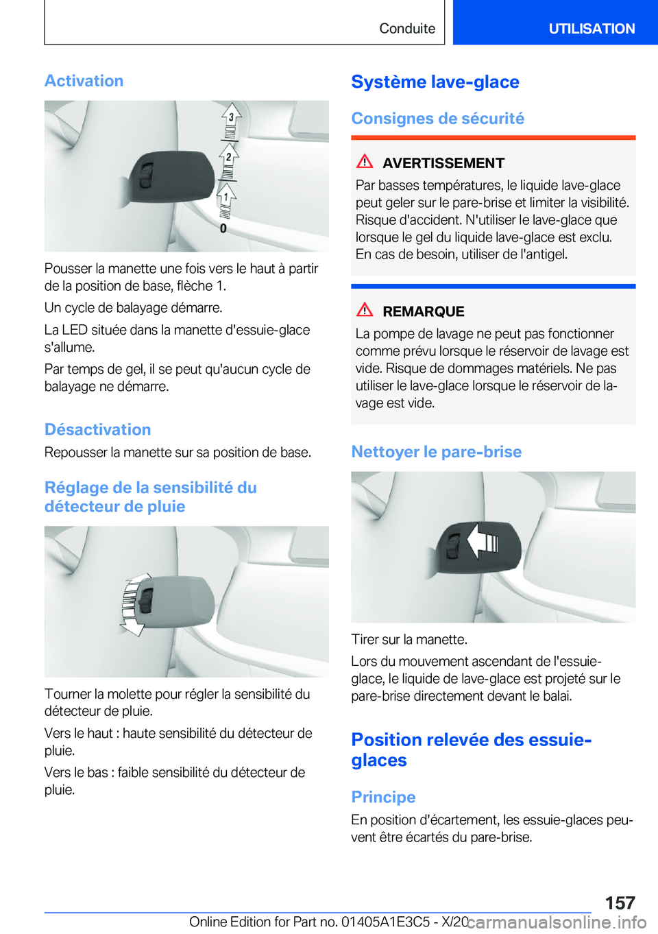 BMW M4 2021  Notices Demploi (in French) �A�c�t�i�v�a�t�i�o�n
�P�o�u�s�s�e�r��l�a��m�a�n�e�t�t�e��u�n�e��f�o�i�s��v�e�r�s��l�e��h�a�u�t��