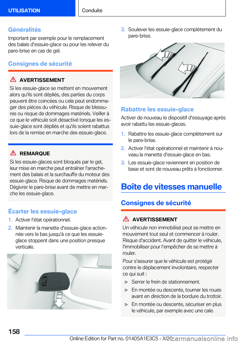 BMW M4 2021  Notices Demploi (in French) �G�é�n�é�r�a�l�i�t�é�s
�I�m�p�o�r�t�a�n�t��p�a�r��e�x�e�m�p�l�e��p�o�u�r��l�e��r�e�m�p�l�a�c�e�m�e�n�t �d�e�s��b�a�l�a�i�s��d�'�e�s�s�u�i�e�-�g�l�a�c�e��o�u��p�o�u�r��l�e�s��r�e�l�e�
