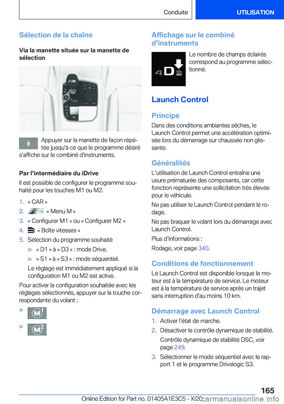 BMW M4 2021  Notices Demploi (in French) �S�é�l�e�c�t�i�o�n��d�e��l�a��c�h�a�