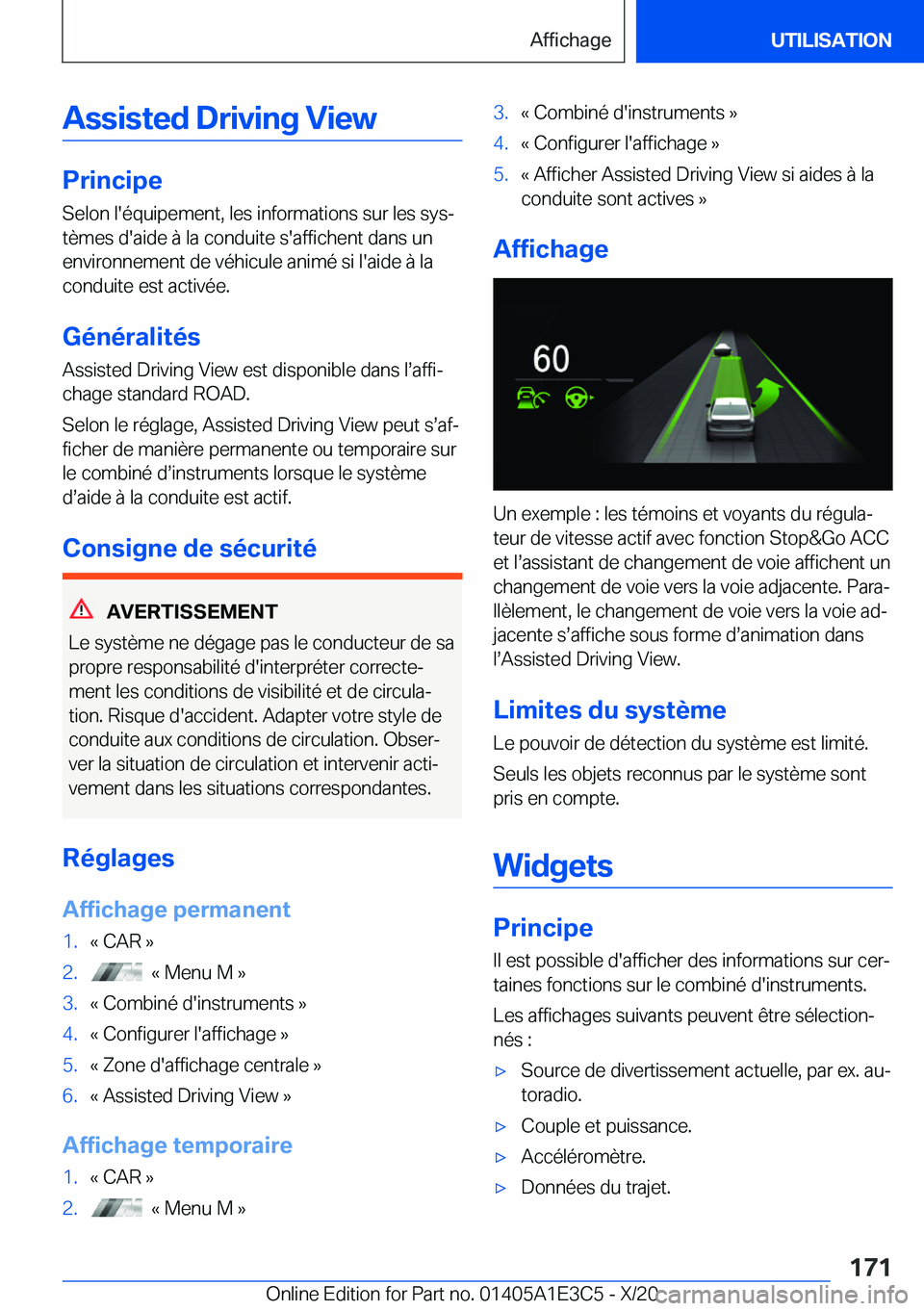 BMW M4 2021  Notices Demploi (in French) �A�s�s�i�s�t�e�d��D�r�i�v�i�n�g��V�i�e�w
�P�r�i�n�c�i�p�e�S�e�l�o�n��l�'�é�q�u�i�p�e�m�e�n�t�,��l�e�s��i�n�f�o�r�m�a�t�i�o�n�s��s�u�r��l�e�s��s�y�sj�t�è�m�e�s��d�'�a�i�d�e��