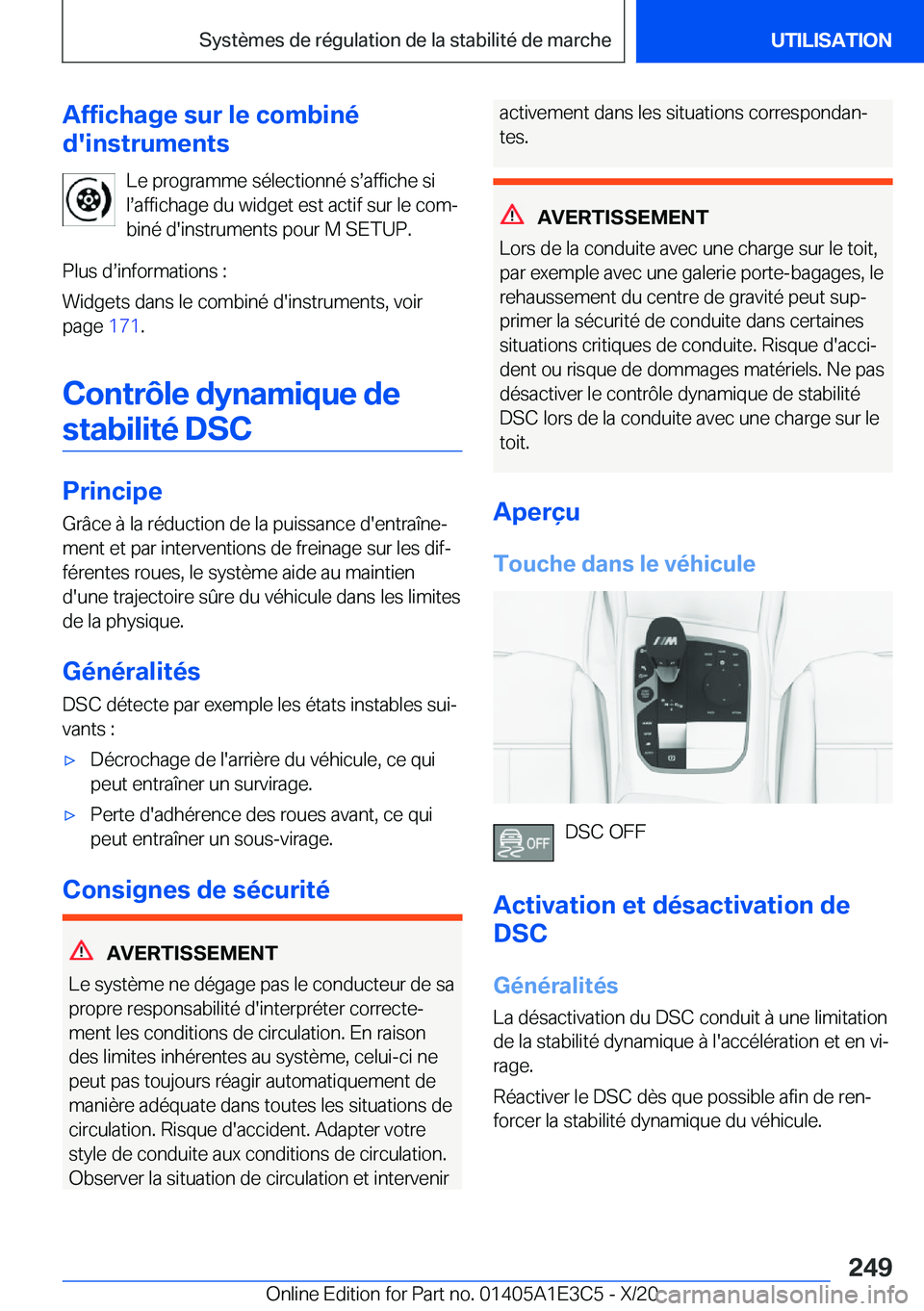 BMW M4 2021  Notices Demploi (in French) �A�f�f�i�c�h�a�g�e��s�u�r��l�e��c�o�m�b�i�n�é
�d�'�i�n�s�t�r�u�m�e�n�t�s
�L�e��p�r�o�g�r�a�m�m�e��s�é�l�e�c�t�i�o�n�n�é��ss�a�f�f�i�c�h�e��s�i
�ls�a�f�f�i�c�h�a�g�e��d�u��w�i�d�g�e�t