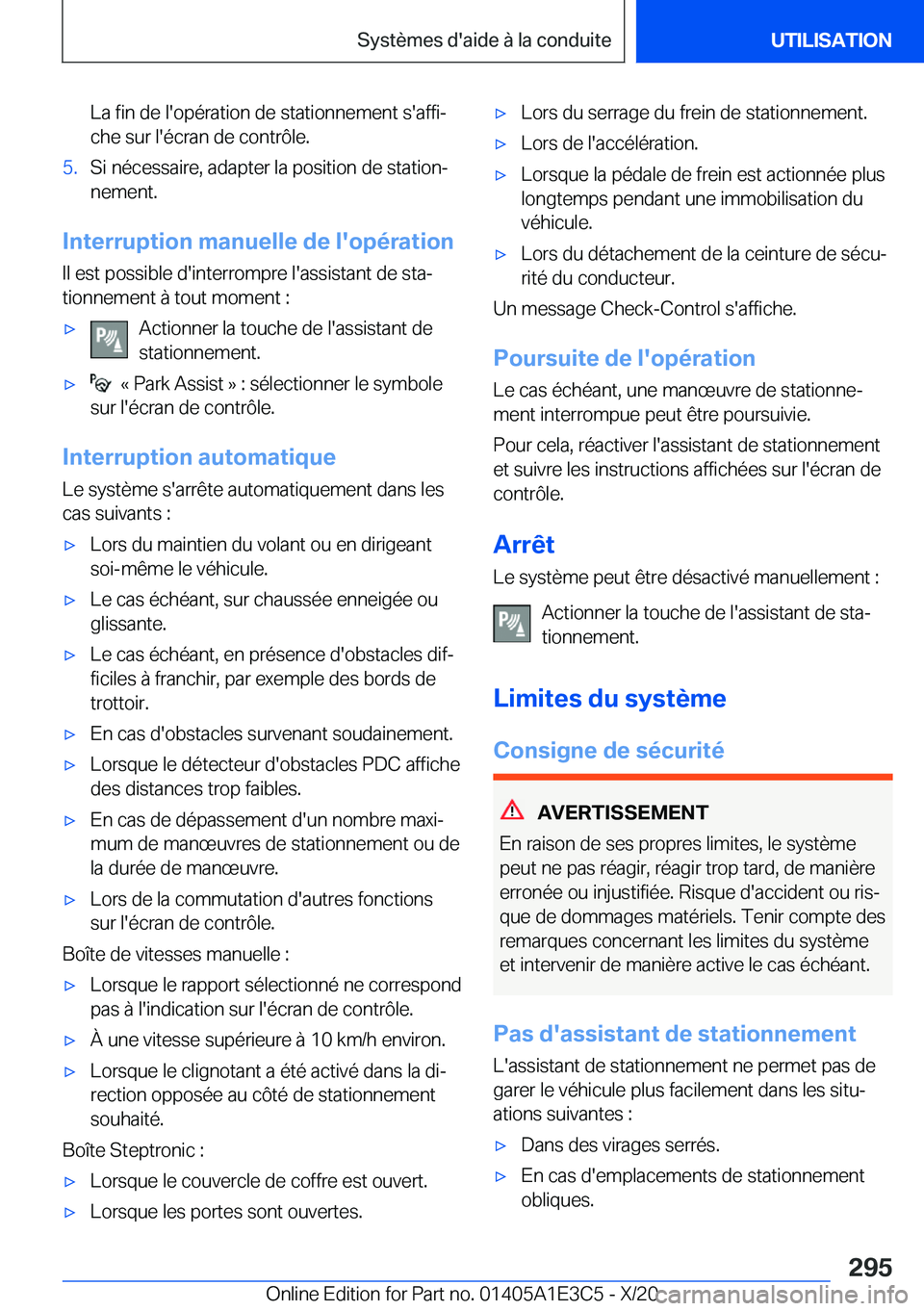 BMW M4 2021  Notices Demploi (in French) �L�a��f�i�n��d�e��l�'�o�p�é�r�a�t�i�o�n��d�e��s�t�a�t�i�o�n�n�e�m�e�n�t��s�'�a�f�f�ij�c�h�e��s�u�r��l�'�é�c�r�a�n��d�e��c�o�n�t�r�