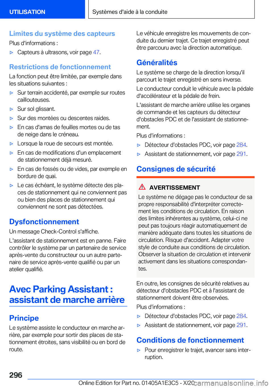 BMW M4 2021  Notices Demploi (in French) �L�i�m�i�t�e�s��d�u��s�y�s�t�è�m�e��d�e�s��c�a�p�t�e�u�r�s�P�l�u�s��d�'�i�n�f�o�r�m�a�t�i�o�n�s��:'x�C�a�p�t�e�u�r�s��