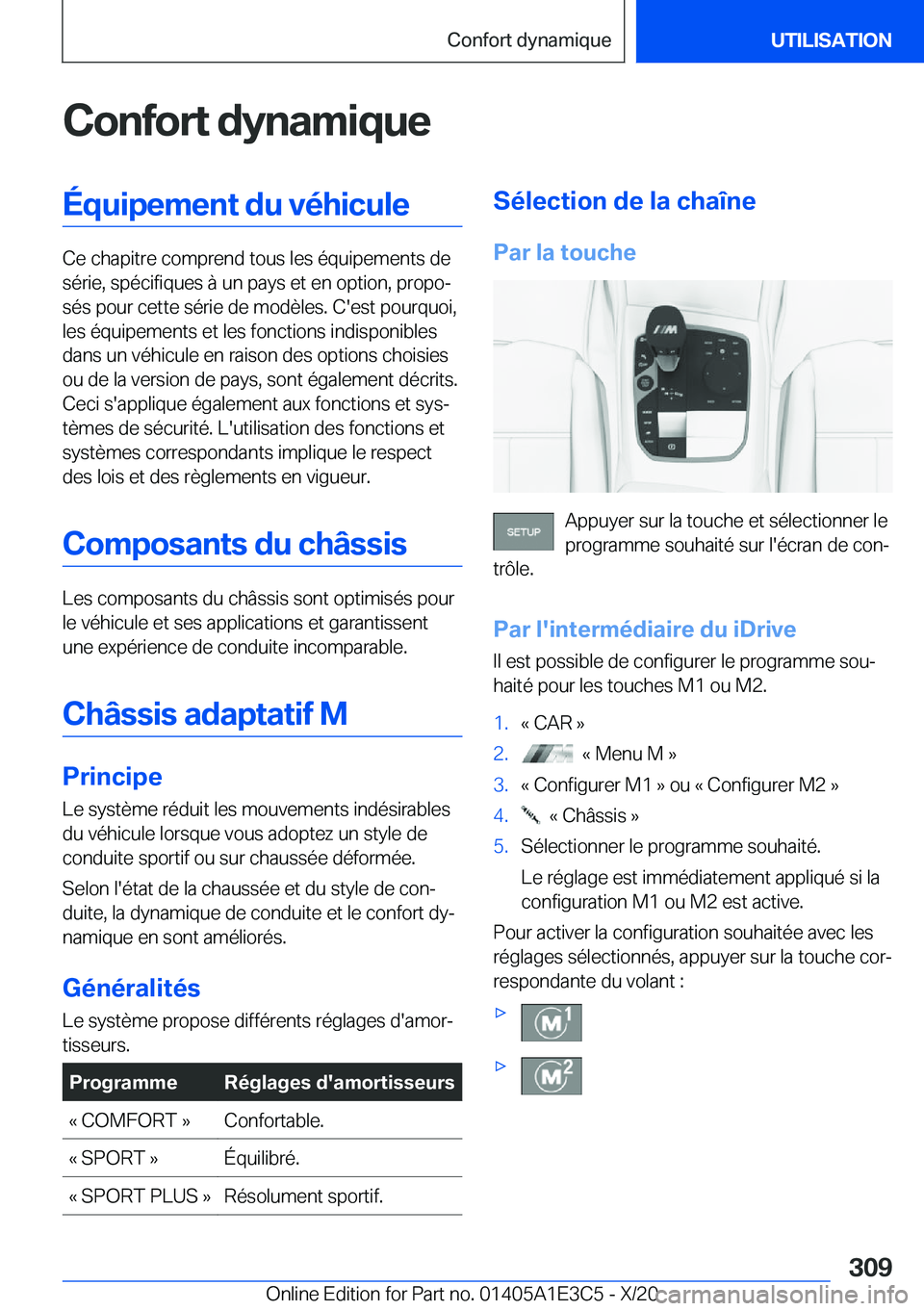 BMW M4 2021  Notices Demploi (in French) �C�o�n�f�o�r�t��d�y�n�a�m�i�q�u�e�