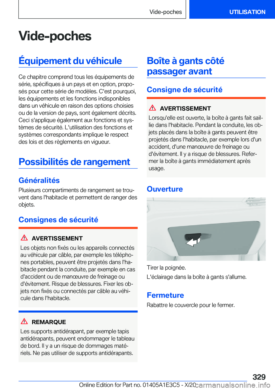 BMW M4 2021  Notices Demploi (in French) �V�i�d�e�-�p�o�c�h�e�s�