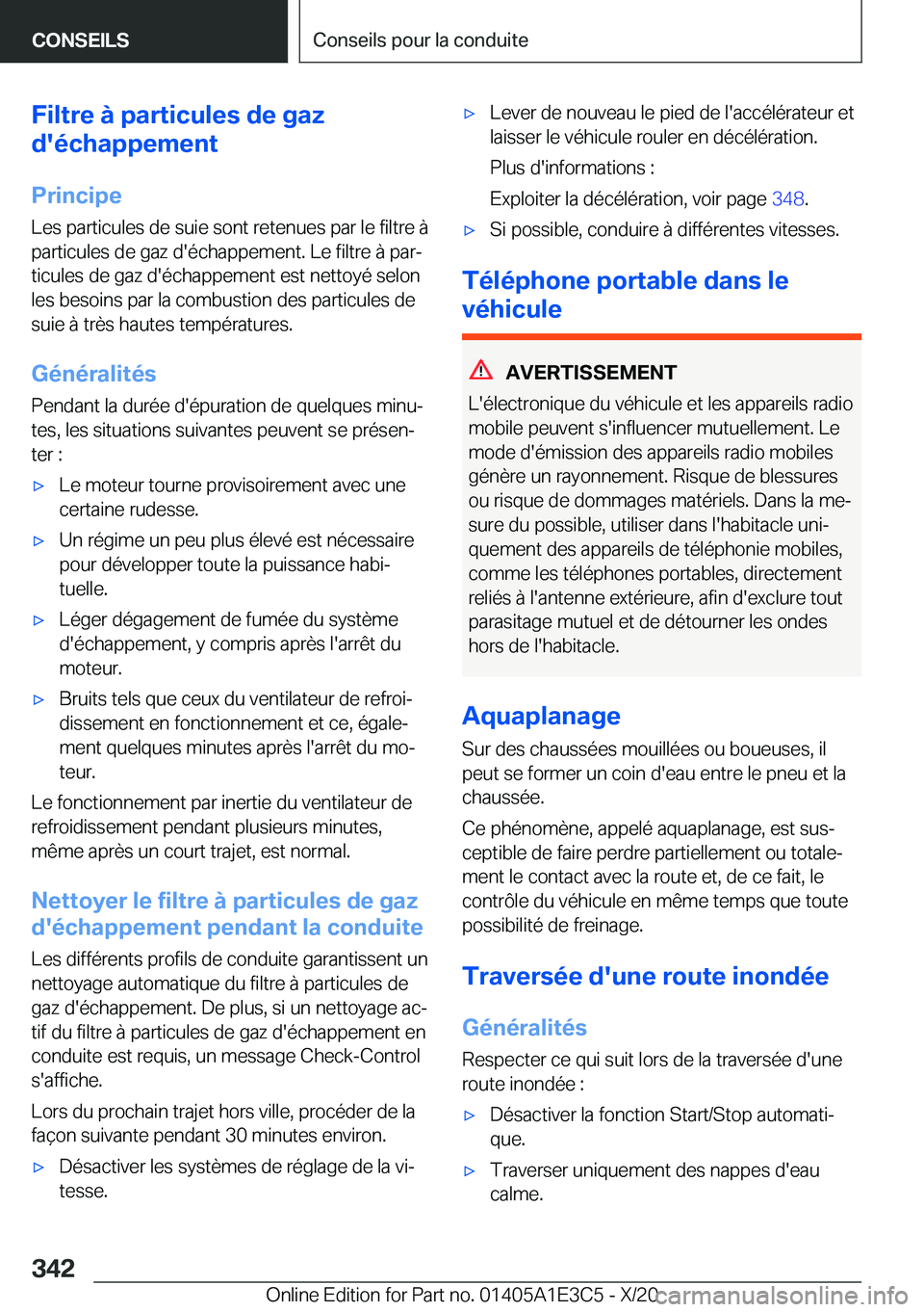 BMW M4 2021  Notices Demploi (in French) �F�i�l�t�r�e��