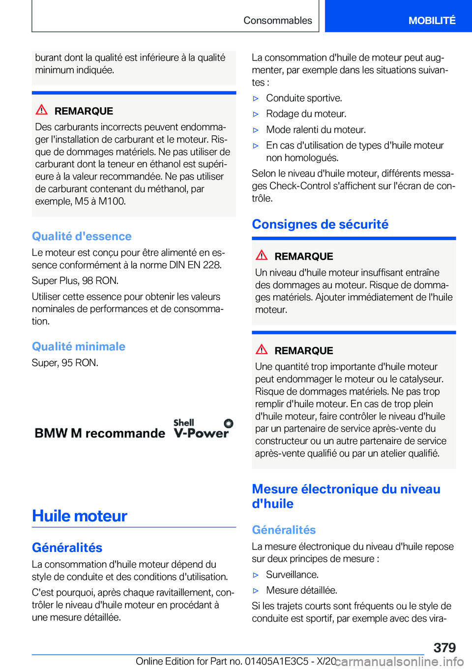 BMW M4 2021  Notices Demploi (in French) �b�u�r�a�n�t��d�o�n�t��l�a��q�u�a�l�i�t�é��e�s�t��i�n�f�é�r�i�e�u�r�e��
