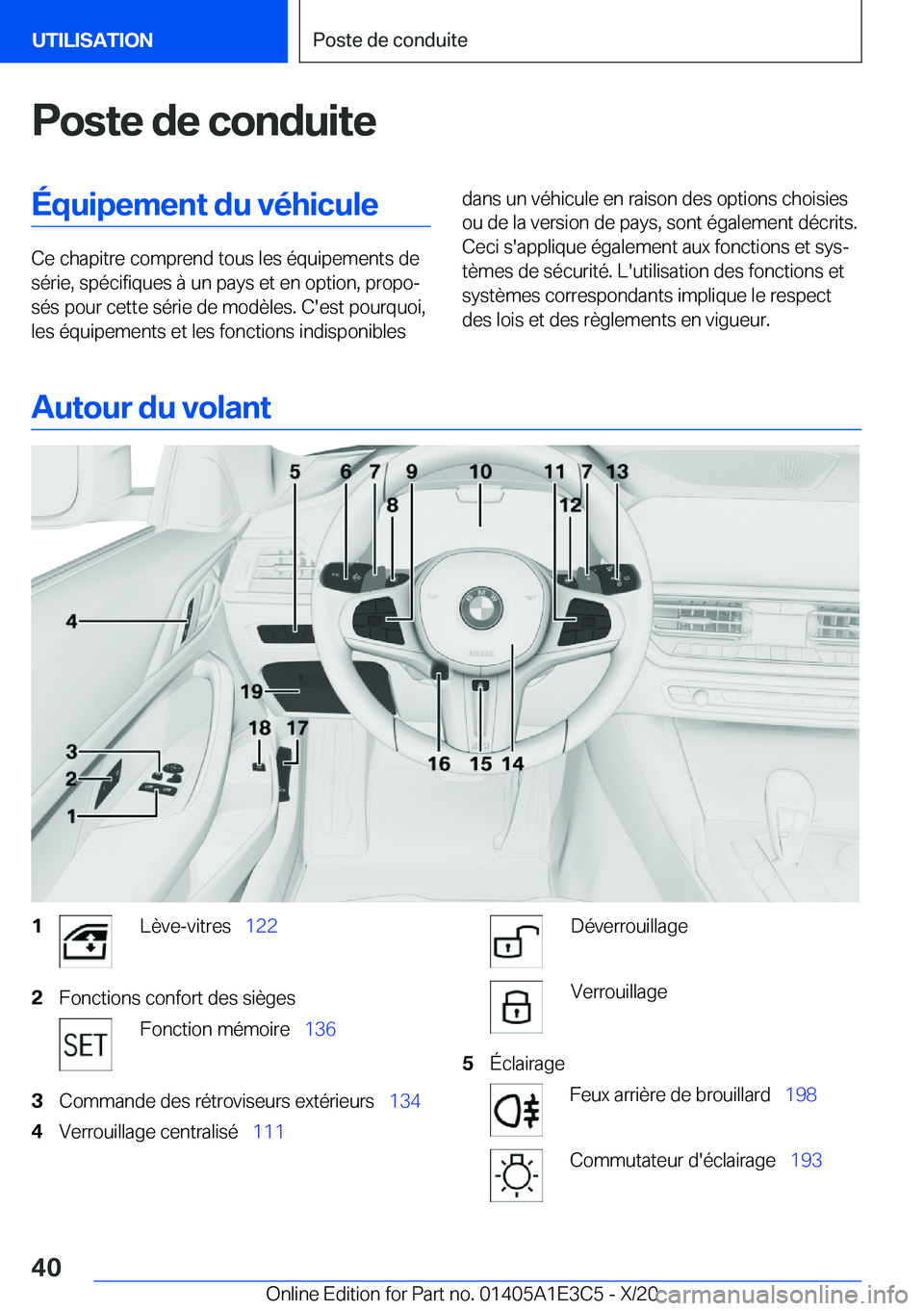 BMW M4 2021  Notices Demploi (in French) �P�o�s�t�e��d�e��c�o�n�d�u�i�t�e�