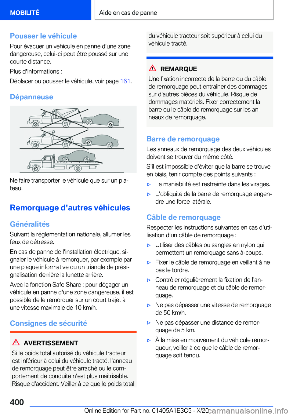BMW M4 2021  Notices Demploi (in French) �P�o�u�s�s�e�r��l�e��v�é�h�i�c�u�l�e
�P�o�u�r��é�v�a�c�u�e�r��u�n��v�é�h�i�c�u�l�e��e�n��p�a�n�n�e��d�'�u�n�e��z�o�n�e
�d�a�n�g�e�r�e�u�s�e�,��c�e�l�u�i�-�c�i��p�e�u�t��ê�t�r�e��p