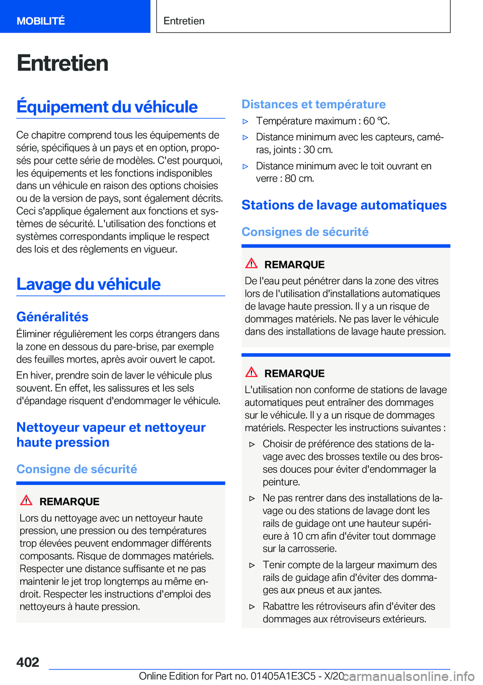 BMW M4 2021  Notices Demploi (in French) �E�n�t�r�e�t�i�e�n�