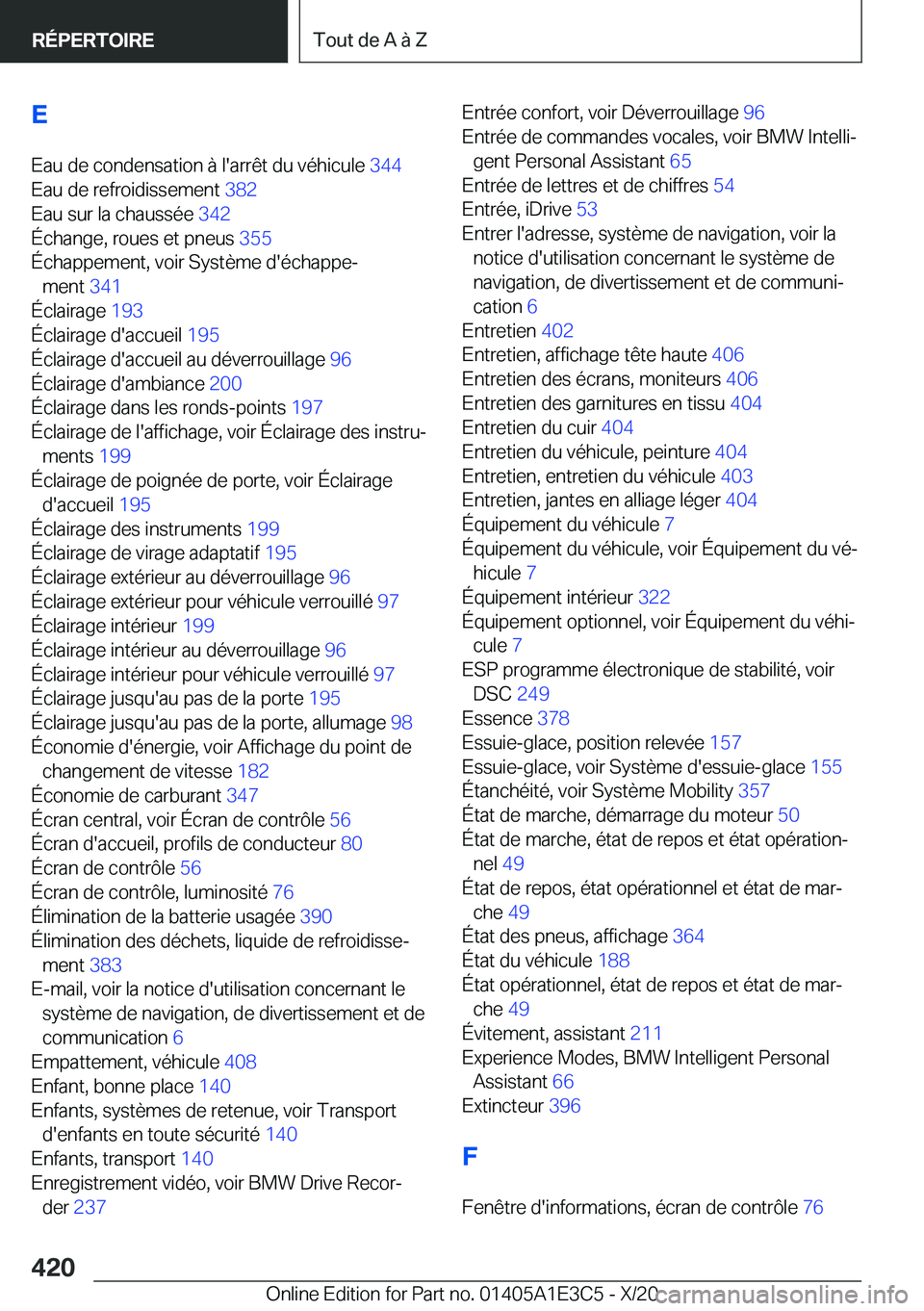 BMW M4 2021  Notices Demploi (in French) �E
�E�a�u��d�e��c�o�n�d�e�n�s�a�t�i�o�n��