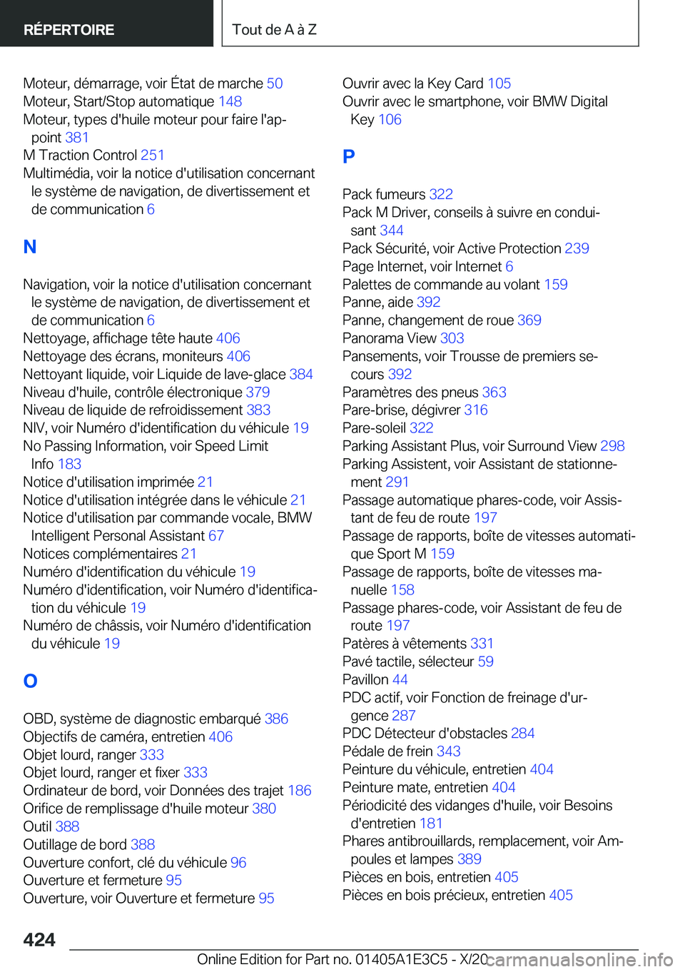 BMW M4 2021  Notices Demploi (in French) �M�o�t�e�u�r�,��d�é�m�a�r�r�a�g�e�,��v�o�i�r��