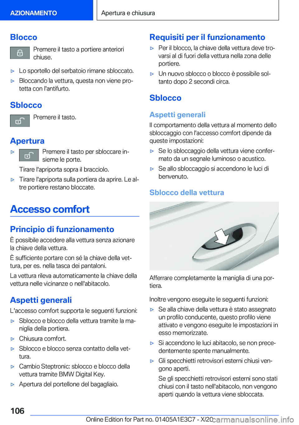 BMW M4 2021  Libretti Di Uso E manutenzione (in Italian) �B�l�o�c�c�o�P�r�e�m�e�r�e��i�l��t�a�s�t�o��a��p�o�r�t�i�e�r�e��a�n�t�e�r�i�o�r�i�c�h�i�u�s�e�.'x�L�o��s�p�o�r�t�e�l�l�o��d�e�l��s�e�r�b�a�t�o�i�o��r�i�m�a�n�e��s�b�l�o�c�c�a�t�o�.'x