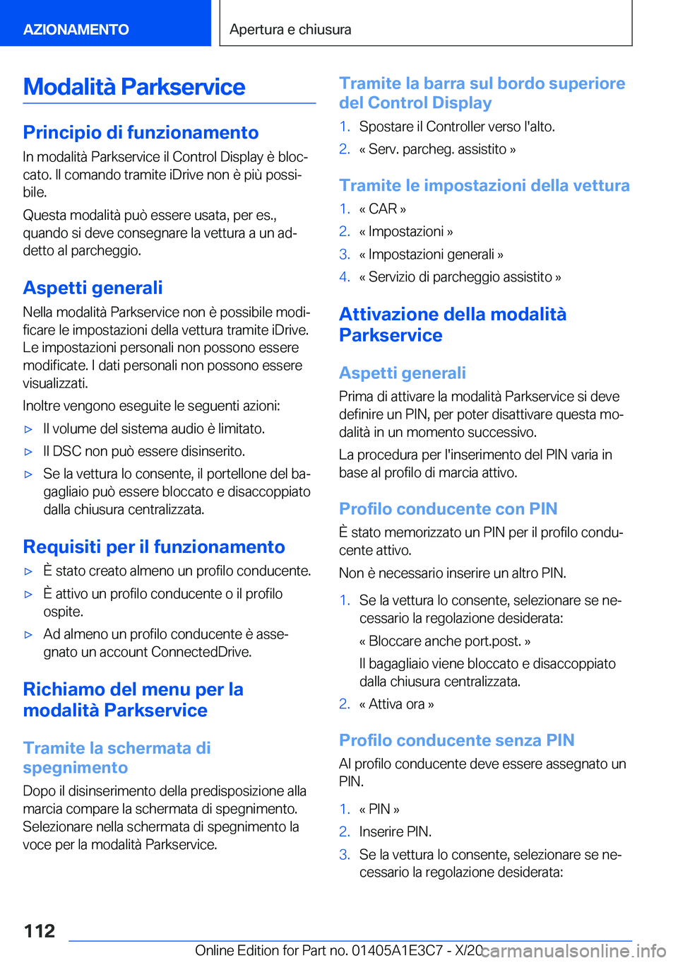 BMW M4 2021  Libretti Di Uso E manutenzione (in Italian) �M�o�d�a�l�i�t�