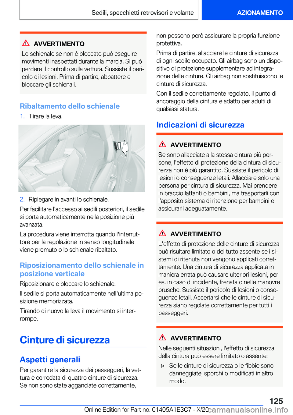 BMW M4 2021  Libretti Di Uso E manutenzione (in Italian) �A�V�V�E�R�T�I�M�E�N�T�O
�L�o��s�c�h�i�e�n�a�l�e��s�e��n�o�n��è��b�l�o�c�c�a�t�o��p�u�
