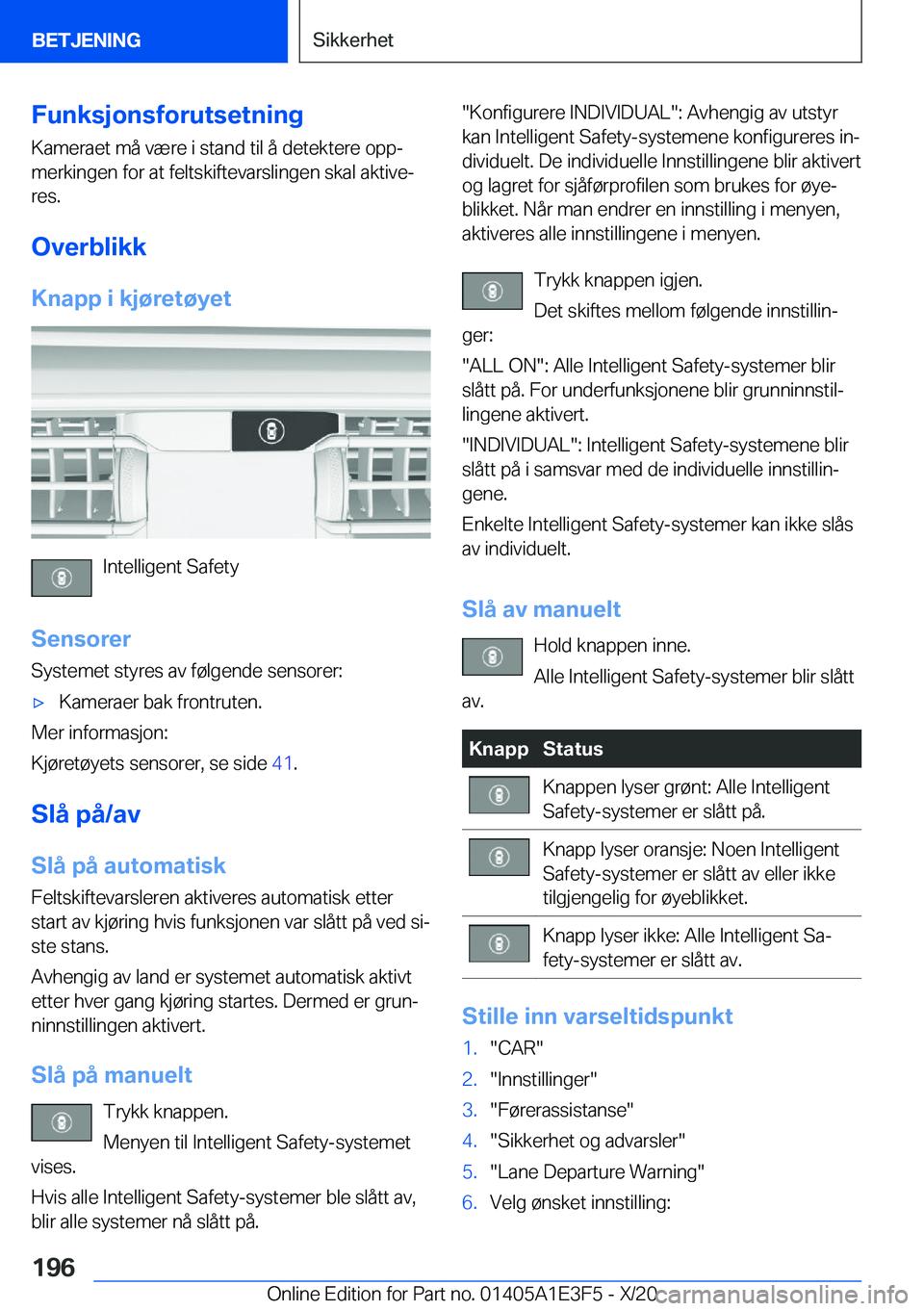 BMW M4 2021  InstruksjonsbØker (in Norwegian) �F�u�n�k�s�j�o�n�s�f�o�r�u�t�s�e�t�n�i�n�g�K�a�m�e�r�a�e�t��m�å��v�æ�r�e��i��s�t�a�n�d��t�i�l��å��d�e�t�e�k�t�e�r�e��o�p�pj�m�e�r�k�i�n�g�e�n��f�o�r��a�t��f�e�l�t�s�k�i�f�t�e�v�a�r�s�l�
